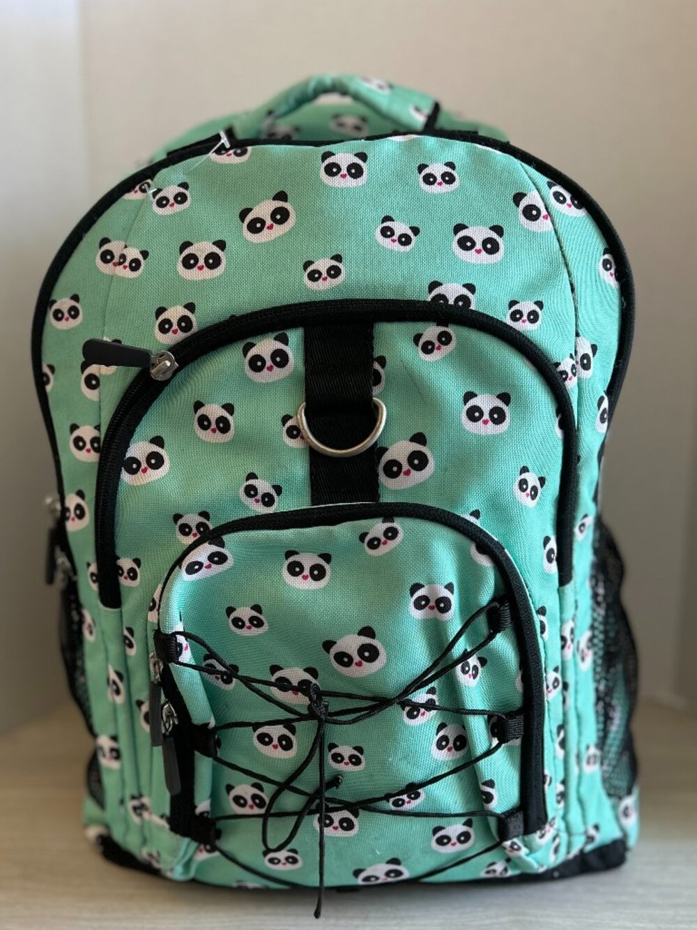 LL Bean Style Panda Bear Backpack in Mint Green - Large